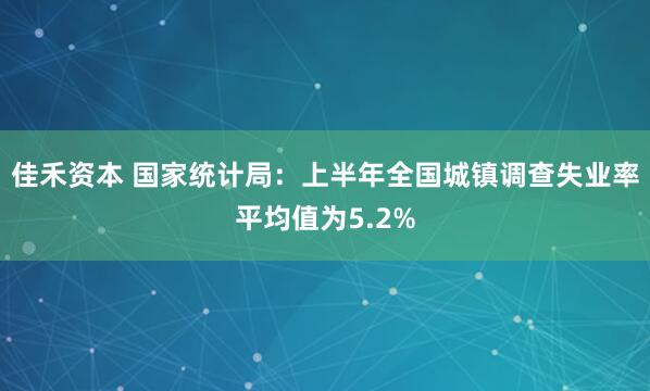 佳禾资本 国家统计局：上半年全国城镇调查失业率平均值为5.2%