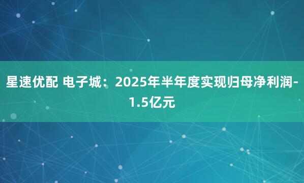 星速优配 电子城：2025年半年度实现归母净利润-1.5亿元